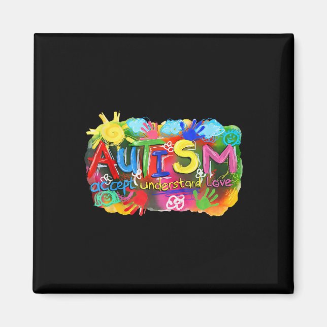 Brushstroke Autism Awareness Accept Understand Lov Magnet (Front)