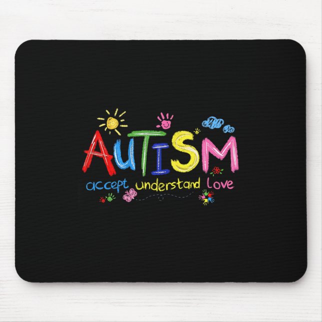Brushstroke Autism Awareness Accept Understand Lov Mouse Mat (Front)