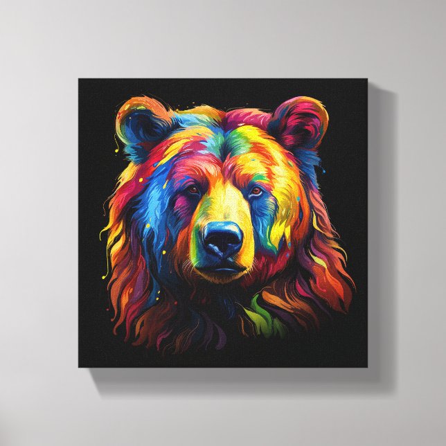 Brushstroke Bear Canvas Print (Front)