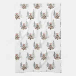 Brushstroke Christmas Tree Kitchen Towels