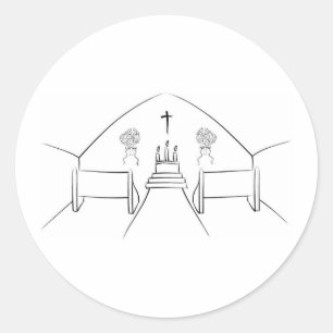 Brushstroke Church Aisle Classic Round Sticker