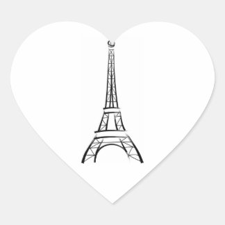 Brushstroke Eiffel Tower Wedding Hearts Heart Sticker