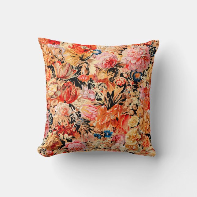 Brushstroke flower pattern cushion (Front)