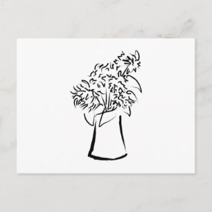 Brushstroke Flowers in Vase Postcard