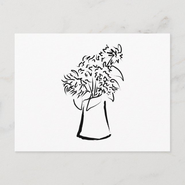 Brushstroke Flowers in Vase Postcard (Front)