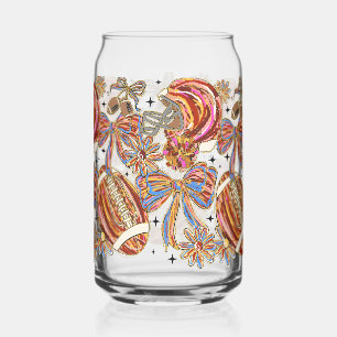 Brushstroke Football Coquette Can Glass