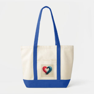 Brushstroke Heart – Red & Blue Artistic Love T-Shi Tote Bag