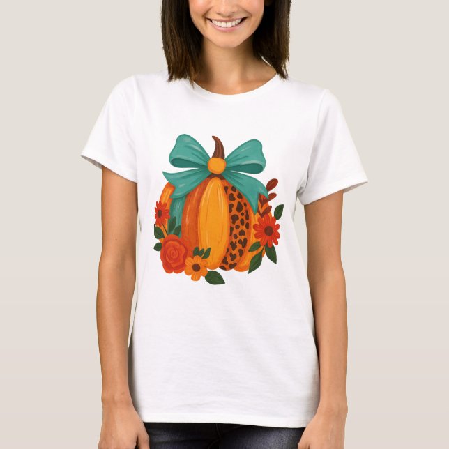 Brushstroke pumpkin png｜floral ghost png｜Brushstro T-Shirt (Front)