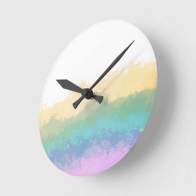 Brushstroke rainbow watercolor round clock (Angle)