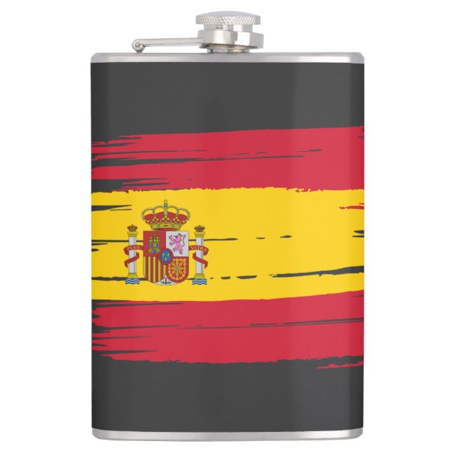 Brushstroke Spain Flag Hip Flask (Front)