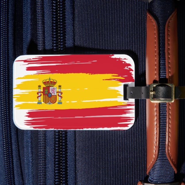 Brushstroke Spain Flag Luggage Tag (Front Insitu 4)