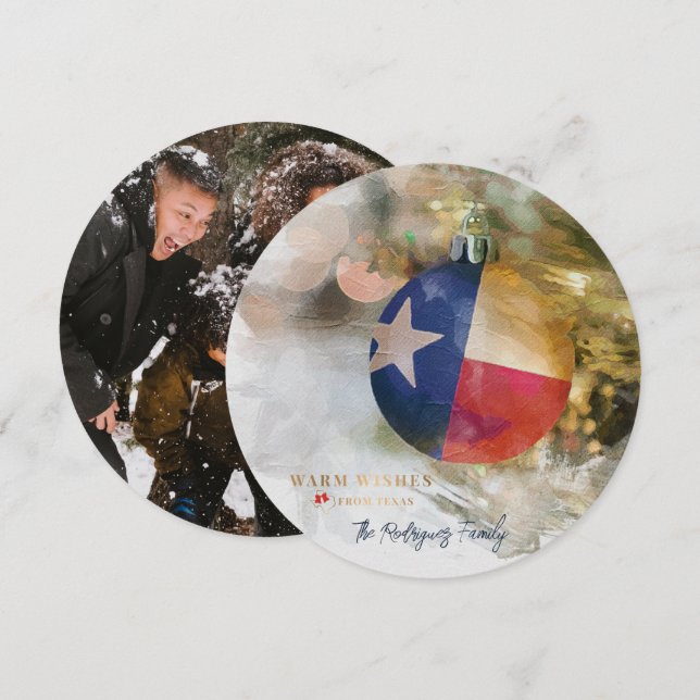 Brushstroke Texas Flag Christmas Ornament Art Holiday Card (Front/Back)