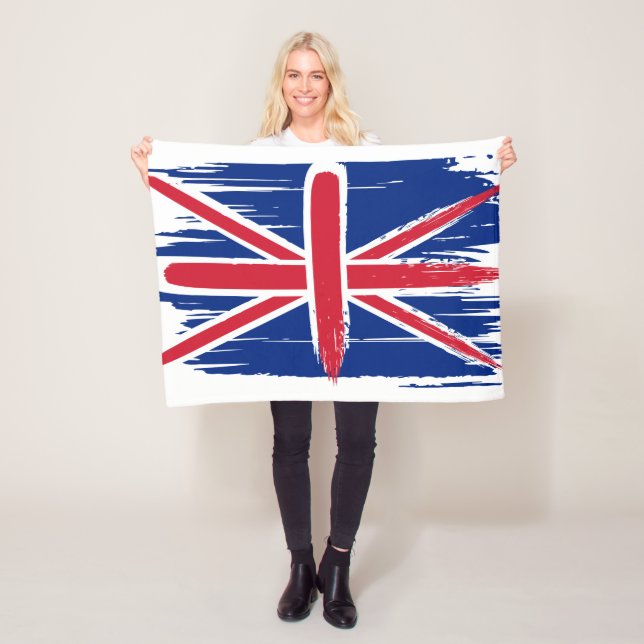 Brushstroke UK Union Jack Flag Fleece Blanket (In Situ)