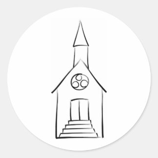 Brushstroke Wedding Chapel Classic Round Sticker