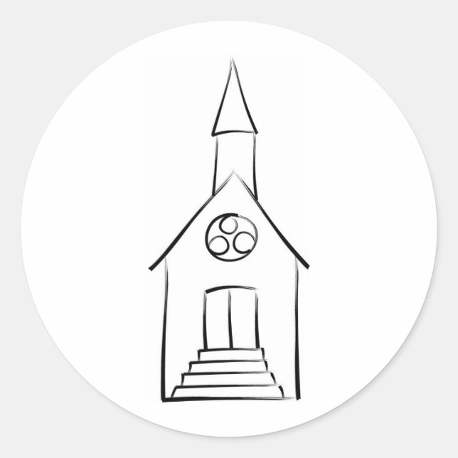 Brushstroke Wedding Chapel Classic Round Sticker (Front)