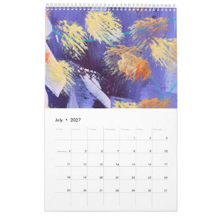 Brushstrokes Abstract Art Single Page Calendar