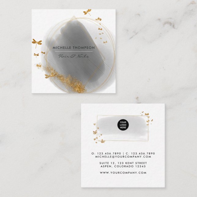 Brushstrokes Doodle Square Business Card (Front/Back)