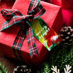 Brushstrokes Festive Abstract Christmas Background Gift Tags