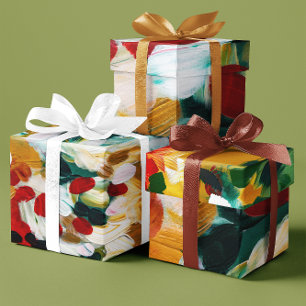 Brushstrokes Festive Abstract Christmas Background Wrapping Paper Sheet