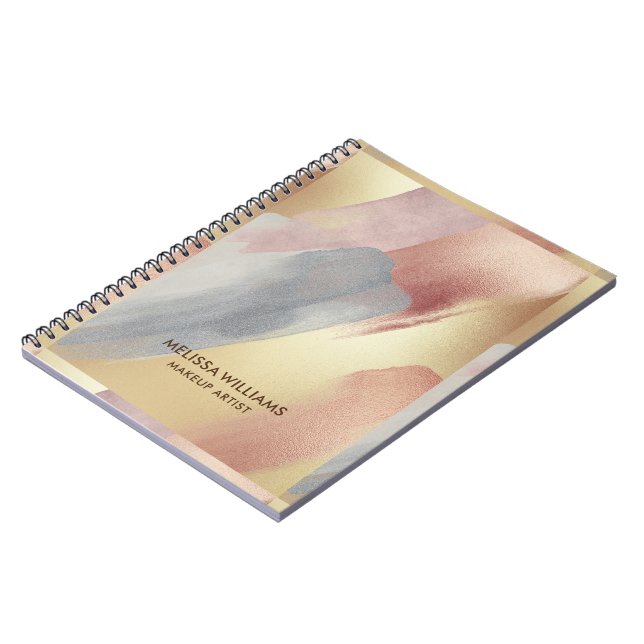Brushstrokes in gold, copper and grey notebook (Left Side)