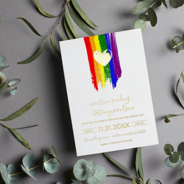 Brushstrokes Pride Flag & Gold Heart Wedding  (Creator Uploaded)