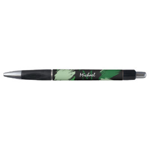 Brushstrokes shades of green name with monogram