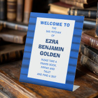 Brushstrokes Stripes Blue Bar Bat Mitzvah CUSTOM
