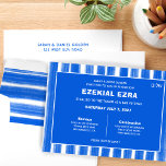 Brushstrokes Stripes Blue Custom Bar Bat Mitzvah Invitation<br><div class="desc">Perfect card to announce a bat mitzvah, bar mitzvah or other Jewish celebration! Hand made abstract art with loose brushstrokes for you on the front and back side! FULLY CUSTOMIZABLE! Click on “Personalise” above to edit the text. Click "edit using design tool" to adjust the fonts, colours and placements and...</div>