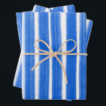 Brushstrokes Stripes Blue White Chic Hanukkah  Wrapping Paper Sheet<br><div class="desc">I hope you like this simple hand made  gift wrap design. I have matching items like invitations,  stickers,  cards,  gift tags,  envelopes and more! Pleas contact me if you'd like something custom.</div>