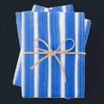 Brushstrokes Stripes Blue White Chic Hanukkah  Wrapping Paper Sheet<br><div class="desc">I hope you like this simple hand made  gift wrap design. I have matching items like invitations,  stickers,  cards,  gift tags,  envelopes and more! Pleas contact me if you'd like something custom.</div>