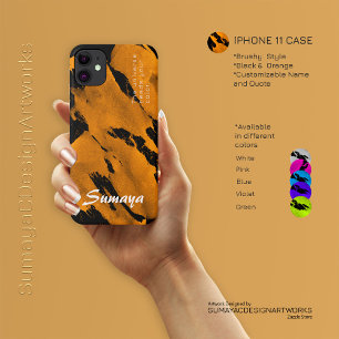 Brushy Black Orange iPhone 11 Case   Customisable