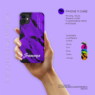 Brushy Black Violet iPhone 11 Case   Customizable