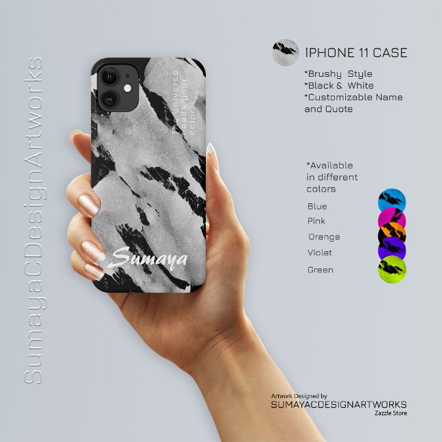 Brushy Black & White iPhone 11 Case | Customisable (Brushy Black & White iPhone 11 Case | Customizable)