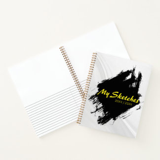 Brushy Black & White Spiral Scketchbook Notebook