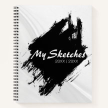 Brushy Black & White Spiral Scketchbook