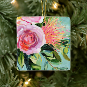 Brushy Floral I Ceramic Ornament