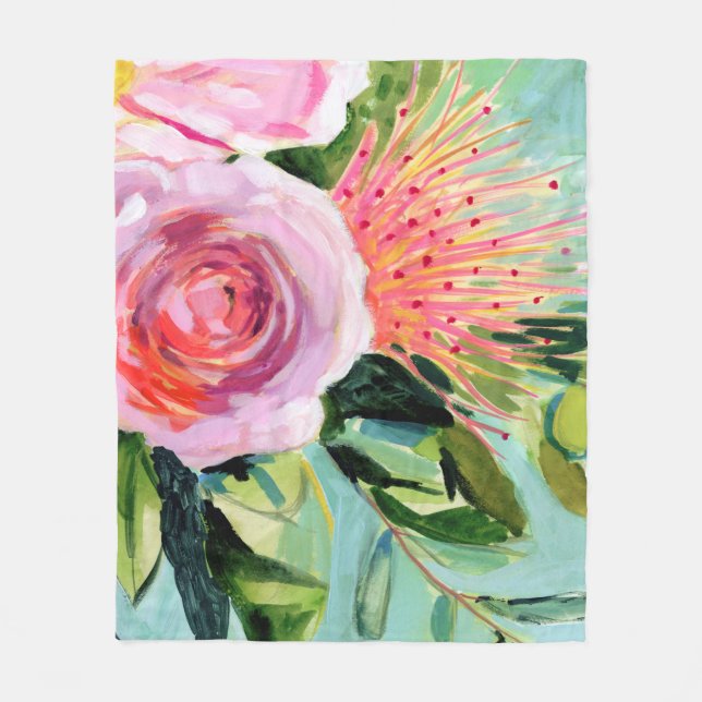Brushy Floral I Fleece Blanket (Front)
