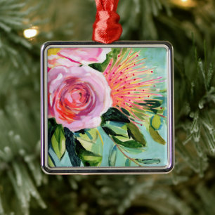 Brushy Floral I Metal Tree Decoration