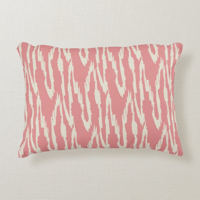 Brushy Ikat  Blush & Off White Decorative Cushion (Front)
