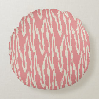 Brushy Ikat Blush & Off White Round Cushion
