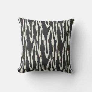 Brushy Ikat Charcoal & Off White Cushion