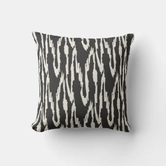 Brushy Ikat Charcoal & Off White Cushion