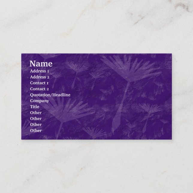 Brushy Rock Dandylion Clock - Purple Business Card (Front)