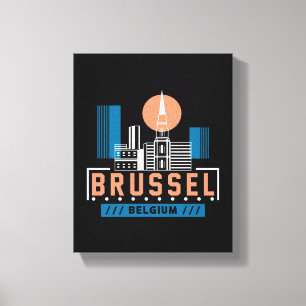 Brussel Belgium Skyline Graphic Modern City Canvas Print