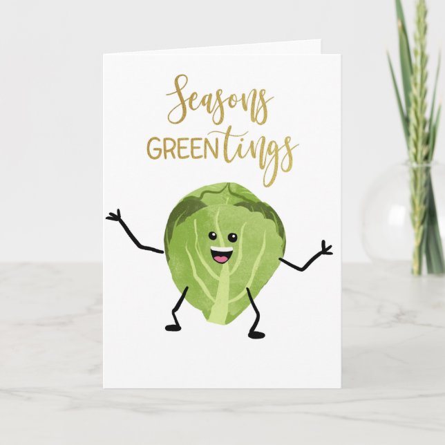 brussel sprout funny christmas greetings green card (Front)