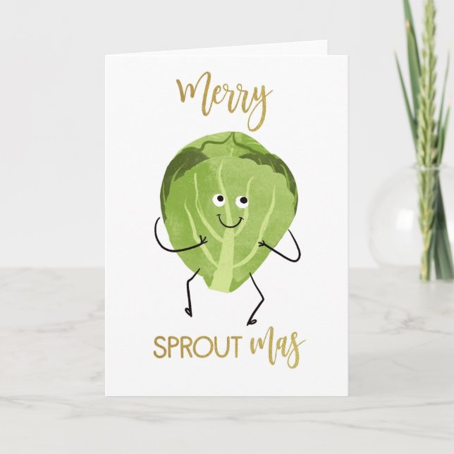 brussel sprout funny christmas greetings green card (Front)