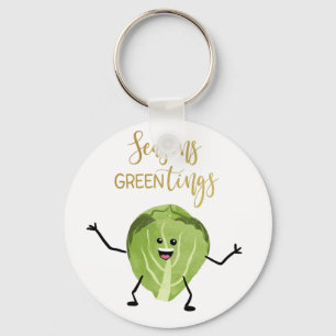 brussel sprout funny christmas greetings green key ring