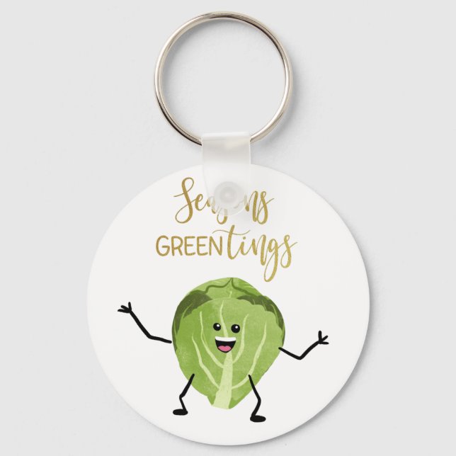 brussel sprout funny christmas greetings green key ring (Front)