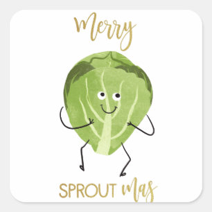 brussel sprout funny christmas greetings green square sticker