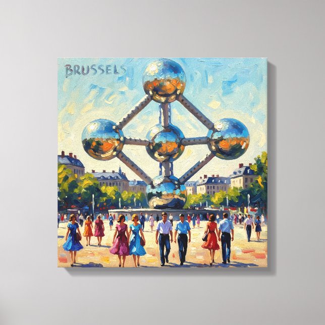Brussels Atomium Iconic Monument Stretched Canvas Print (Front)